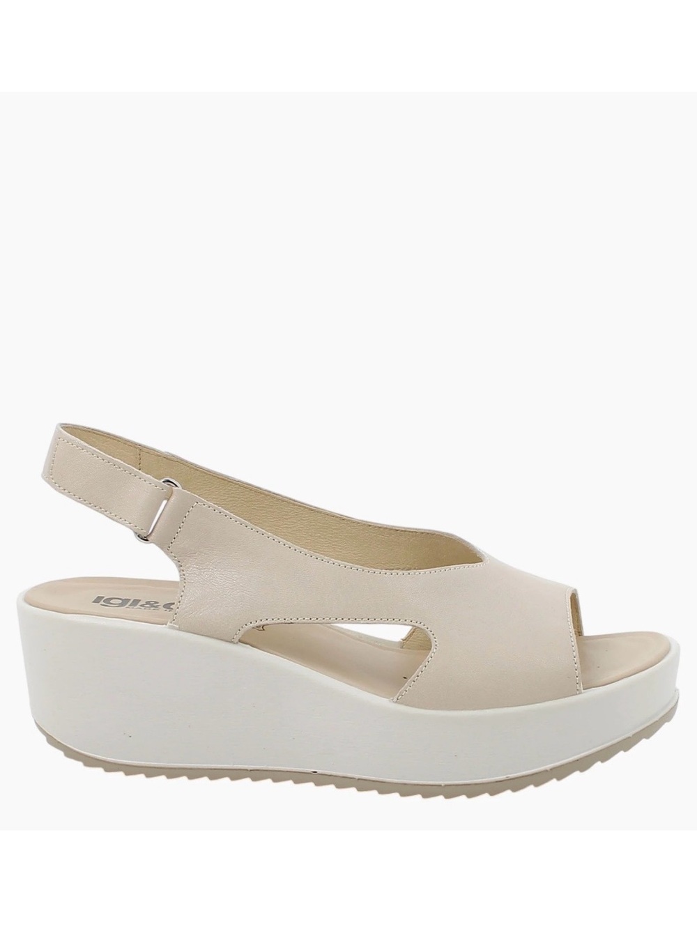 Igi & Co Beige Platform Slingback Sandal Wedge worn once size 39/8-8.5